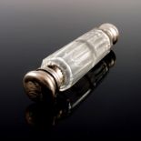 A Victorian silver and glass double ended scent bottle, Sampson Mordan, London 1875