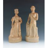 A pair of salt-glazed stoneware flasks, in the form of Queen Victoria and Prince Albert, circa 1845,