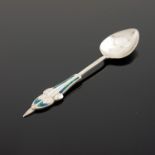 Archibald Knox for Liberty and Co., a Cymric Arts and Crafts silver and enamelled Sarepta teaspoon