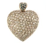 A 9ct yellow gold pave-set diamond heart shaped pendant