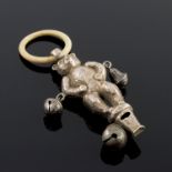 An Edwardian novelty silver baby's rattle, Crisford and Norris, Birmingham 1910