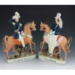 A pair of Staffordshire equestrian figures of Prince Frederick William of Prussia, and Victoria, Pri