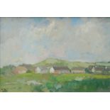 Gilbert Adams (British, 1906-?), Wilcot - a landscape with houses, signed with initials l.l.,