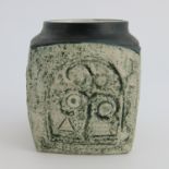 Sue Lowe for Troika, an art pottery textured Marmalade pot, relief moulded with abstract designs