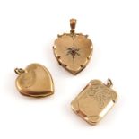 A 9ct yellow gold locket, lozenge form with chased foliate scroll decoration