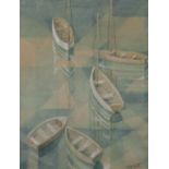 Meryl Watts (British, 1910-1992), Boat Pattern, signed l.r., watercolour and chalk, 37 by 27.5cm,