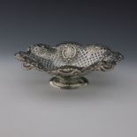 A Victorian silver reticulated and lobed pedestal comport, Mappin Brothers, Sheffield 1897