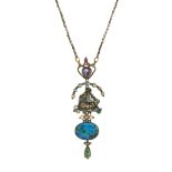 Edward Spencer for the Artificers' Guild, an Arts & Crafts silver and gold, multi-gem ship necklace