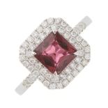 An 18ct gold pink tourmaline and diamond cluster dress ring