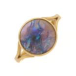 An 18ct gold black opal single-stone ring