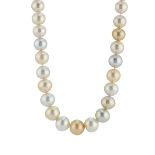 A cultured pearl single-strand necklace, with 9ct gold clasp