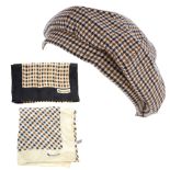 Aquascutum, a hat and two silk scarves