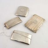 Four Victorian and later silver card cases