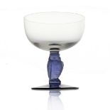 Rene Lalique, a Rapace purple and colourless glass champagne coupe