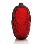 Rene Lalique, a Ronces red glass vase