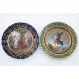 A late 19th Century Vienna cabinet plate, painted with a classical scene of a winged maiden with