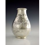 A Japanese silver vase, 20th century