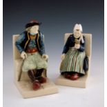 Bouvier, a pair of Quimper figural bookends