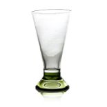 James Hogan for James Powell and Sons, Whitefriars, a green and colourless glass goblet or vase