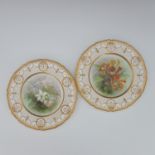 David Dewsbury for Royal Doulton, a pair of botanical painted cabinet plates