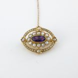 Murrle Bennett and Co., a gold, amethyst and split pearl brooch