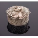 An Indian white metal filigree box