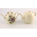 Two Leeds creamware teapots