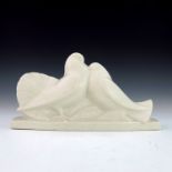 Edouard Cazaux for Orchies, an Art Deco ceramic figure group of two doves