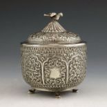 An Indian Kutch silver box and cover, or tea caddy