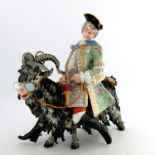 J J Kaendler for Meissen, a large 19th century figure, Count von Brühl's Tailor on a Goat,