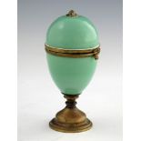 A French Palais Royale glass and gilt mounted pedestal egg box and scent bottle