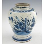 An English Delft blue and white vase