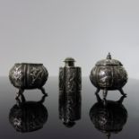 A Chinese export silver three piece cruet, Tai Hua, circa 1900