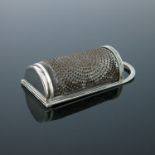 A George III silver nutmeg grater, William Ellerby, London 1812, of bowfront form with reeded loop