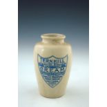 Advertising Interest, a large Ternhill Thick Rich Cream glazed earthenware storage jar, George Lewis