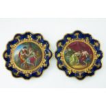 A pair of Vienna cabinet plates, late 19th Century, each painted with a names historical scene, King