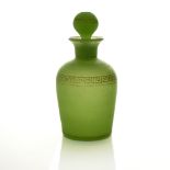 A Jade green glass scent or liqueur bottle