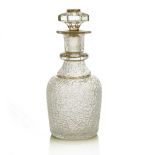Baccarat, a 19th century gilt craquelure glass liqueur decanter or scent bottle