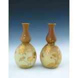 Jules Barbe for Thomas Webb, a pair of gilded satin glass vases
