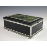 A large Soviet Russian silver, green hardstone and onyx casket, St Petersburg circa 1955