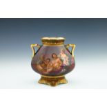 A late 19th Century Vienna twin handled vase, painted with a classical or mythological figure