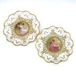 Leslie Johnson for Royal Doulton, a pair of Lactolian Ware cabinet plates