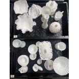 A collection of opaque milk glass, including goble