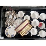 A collection of ceramics, including a Queen Anne bone chine part tea service, three Paragon