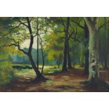 Pio Rossi (Italian, 1886-1969), a wooded landscape, signed l.l., oil on canvas, 45 by 65cm, gilt