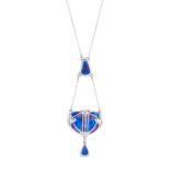 Charles Horner, an Art Nouveau silver and enamel foliate necklace