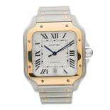 Cartier, a stainless steel and 18ct gold Santos XL bracelet watch