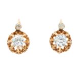 A pair of early 20th century 18ct gold old-cut diamond earrings