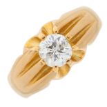 An 18ct gold diamond single-stone signet signet ring