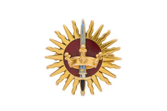 Garrard & Co., a 9ct gold and enamel Imperial Society of Knights Bachelor brooch - Image 1 of 2